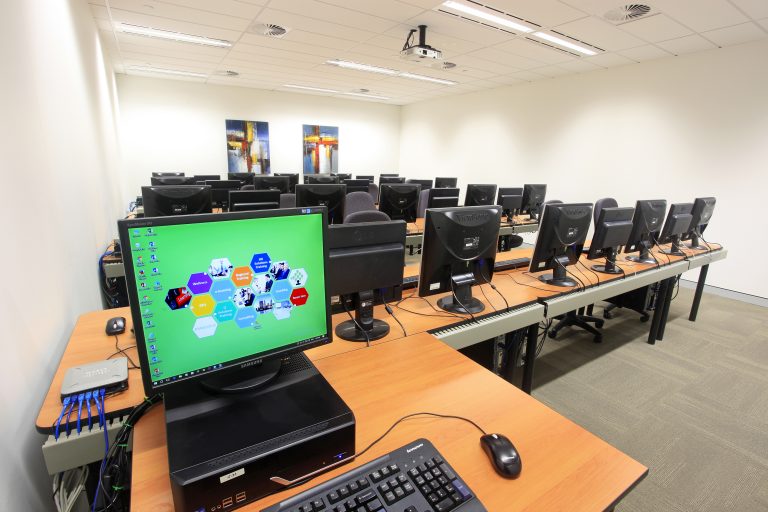 ATI-Mirage facilities; a large IT room.